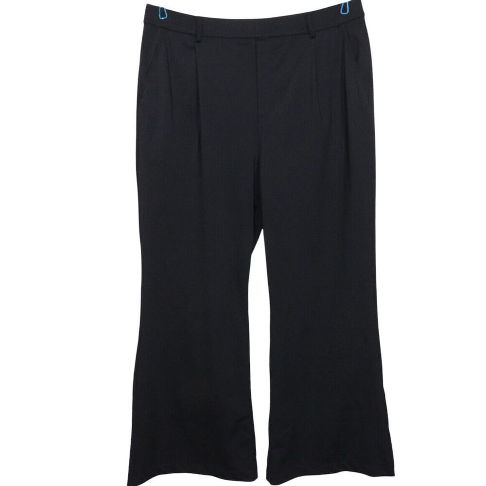 Halara HaloTek Air Black High Waist Pleated Pull On Flare Pants Size XL